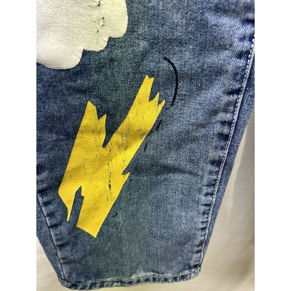 Shein High Waist Letter and Cartoon Graphic Jeans Size: XS Color: Blue - Picture 6 of 12